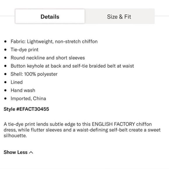 English Factory Purple Tie Dye Braided Belt Dress || SZ XS purple - Picture 6 of 8